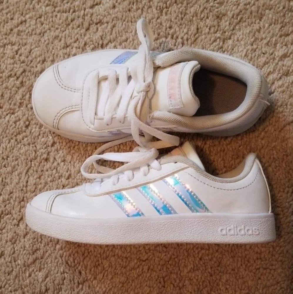 Girls iridescent Adidas shoes